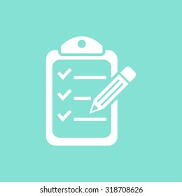 Checklist  icon on green background. Vector illustration.