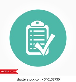 Checklist  icon  on green background. Vector illustration.