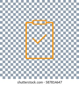 checklist icon on transparent background. Orange icon