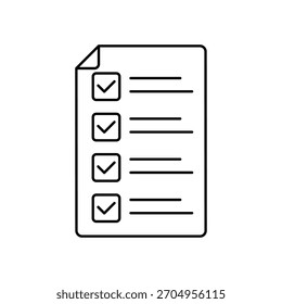 Icono de lista de comprobación Esquema editable de trazos Dibujo de línea EPS.