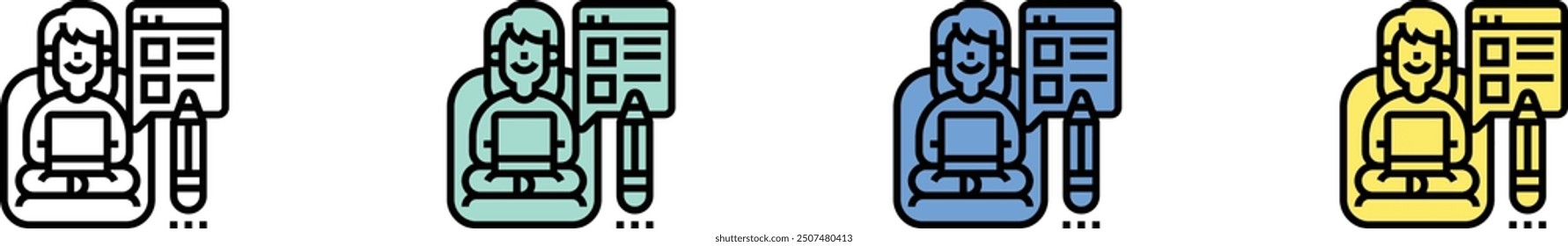 checklist icon. Outline, Green, Blue and Yellow Style Design Isolated On White Background