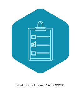 Checklist icon. Outline illustration of checklist vector icon for web