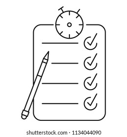Checklist icon. Outline checklist vector icon for web design isolated on white background