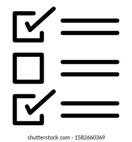 Checklist icon. Outline checklist vector icon for web design isolated on white background