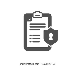 Checklist icon. Privacy policy document sign. Quality design element. Classic style icon. Vector
