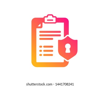 Checklist Icon. Privacy Policy Document Sign. Classic Flat Style. Gradient Privacy Policy Icon. Vector