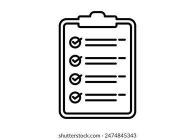 Checklistensymbol. Das Symbol bezieht sich auf das Action Paket. Geeignet für Website, App, Benutzeroberflächen, druckbare etc. Zeilensymbolstil. Einfaches Vektorgrafik Design editierbar