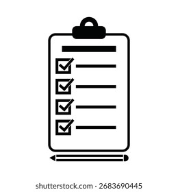 Ícone de lista de verificação para um resumo de relatório separado em um plano de fundo branco