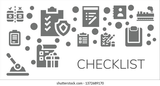 checklist icon set. 11 filled checklist icons.  