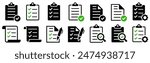 Checklist icon set. Clipboard checklist or document. Checkmark, document, checkbox on paper and more. Clipboard concept. Vector illustration
