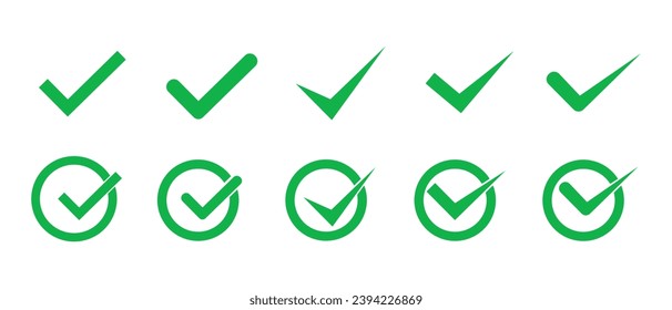 Symbolsatz der Checkliste, grünes Farbdesign, einfach für Grafikanforderungen, EPS10