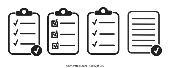Checklist icon set on white background.