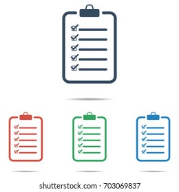 Checklist icon set - simple flat design isolated on white background, vector