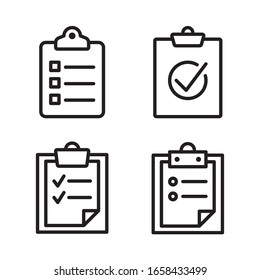 Checklist icon set. Vector graphic illustration. Suitable for website design, logo, app, template, and ui. EPS 10.