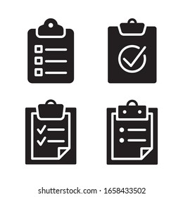 Checklist icon set. Vector graphic illustration. Suitable for website design, logo, app, template, and ui. EPS 10.