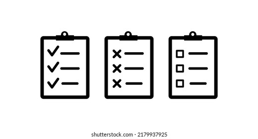Checklist icon set. Vector graphic illustration. Suitable for website design, logo, app, template, and ui. 