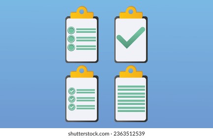 Checklist icon set.Suitable for website design, logo, app, template, and ui.on blue background.Vector Design Illustration.