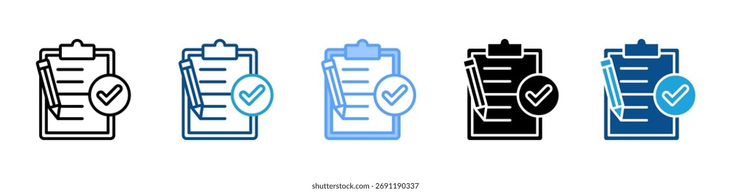 ícone Lista de verificação folha de vários estilos coleção