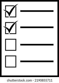 Checklist icon. sheet of paper with check marks symbol. To do list icon. note sheet.
