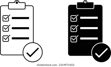 Checklist icon sheet, simple trendy flat style line and solid Isolated vector illustration on white background. For apps, logo, websites, symbol , UI, UX, graphic and web design. EPS 10.