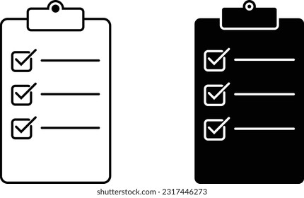 Checklist icon sheet, simple trendy flat style line and solid Isolated vector illustration on white background. For apps, logo, websites, symbol , UI, UX, graphic and web design. EPS 10.