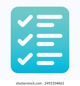 Checklist Icon, Shopping List Vector Icon, Isolated Gradient Vector Icon.