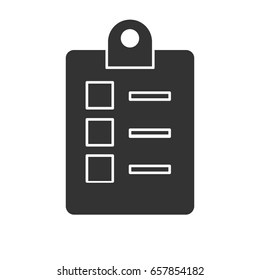 Checklist icon. Silhouette symbol. Negative space. Vector isolated illustration.