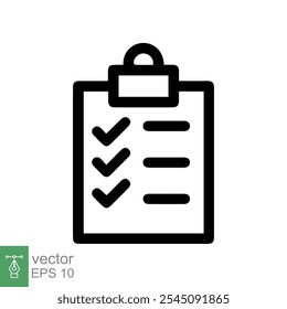 Checklist icon. Simple flat style. Clipboard with check list, report note, document test concept. Vector illustration isolated on white background. EPS 10.