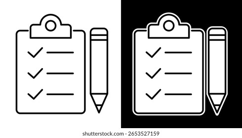 Checklist Icon Simple Line Art Design for Project Management, Task Lists, and Organization