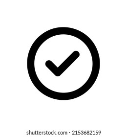 Checklist icon simple vector. Tick in circle symbol of aproved, success or confirmed status. Vector EPS 10