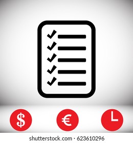 checklist icon, stock vector illustration flat design