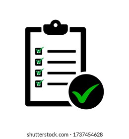 símbolo de icono de lista de comprobación vector de fondo blanco