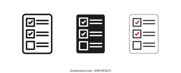 Checklist icon. Task and to-do list symbol. Organization vector illustration. Document and schedule sign. Progress, verification and management pictogram.
