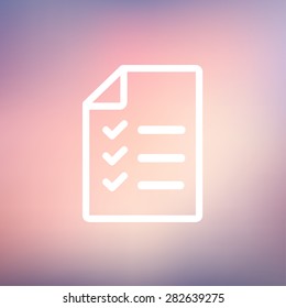 Checklist icon thin line for web and mobile, modern minimalistic flat design. Vector white icon on gradient mesh background.
