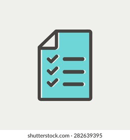Checklist icon thin line for web and mobile, modern minimalistic flat design. Vector icon with dark grey outline and offset colour on light grey background.