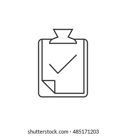 Checklist icon in thin outline style. Office report information 