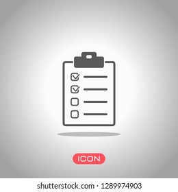 Checklist icon. Icon under spotlight. Gray background