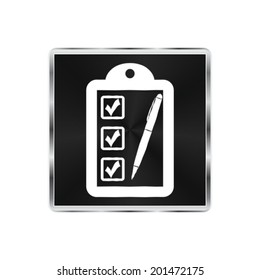checklist icon - vector brushed metal button