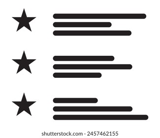 Checklist icon vector. Document, Checklist icon. Checklist symbol design. Black stars Bullet point Icon.  Editable stroke and stars Isolated on white background. Vector illustration