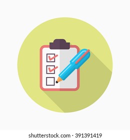 Checklist icon, Vector flat long shadow design. Shipping and logisticst concept.