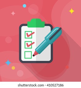 Checklist icon, Vector flat long shadow design. Shipping and logisticst concept.