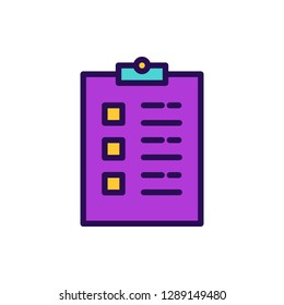 Checklist Icon Vector Illustration in Filled Style for Any Purpose