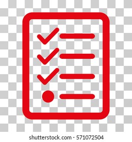 Checklist icon. Vector illustration style is flat iconic symbol, red color, transparent background. Designed for web and software interfaces.