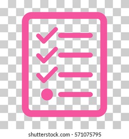 Checklist icon. Vector illustration style is flat iconic symbol, pink color, transparent background. Designed for web and software interfaces.