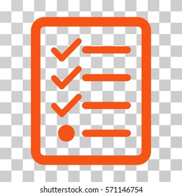 Checklist icon. Vector illustration style is flat iconic symbol, orange color, transparent background. Designed for web and software interfaces.