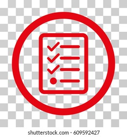 Checklist icon. Vector illustration style is flat iconic symbol, red color, transparent background. Designed for web and software interfaces.