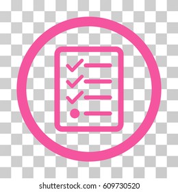 Checklist icon. Vector illustration style is flat iconic symbol, pink color, transparent background. Designed for web and software interfaces.