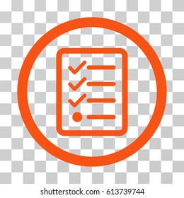 Checklist icon. Vector illustration style is flat iconic symbol, orange color, transparent background. Designed for web and software interfaces.