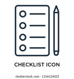 Checklist icon vector isolated on white background, Checklist transparent sign , line symbol or linear element design in outline style