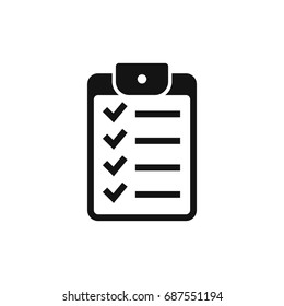 Checklist icon. Vector isolated simple black symbol.